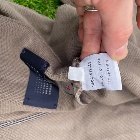 Harris Wharf London Tan cotton linen blend 2 button cardigan sweater size 48 - Picture 5 of 7